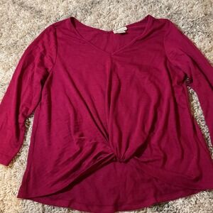 Status by Chenault Pink Twist‎ Front Long Sleeve Top Womens XL